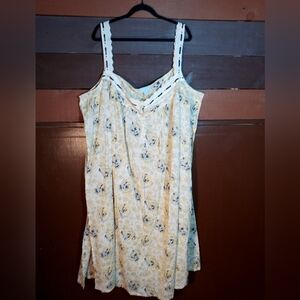 Only Necessities 4X (34-36) Girly & Feminine Yellow Floral Sleeveless Nightgown